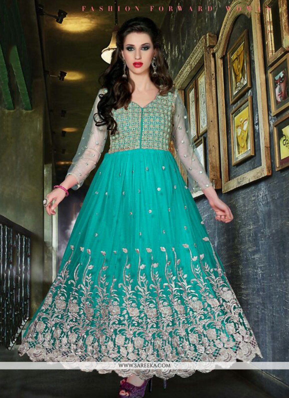 Anarkali suit sales net designs