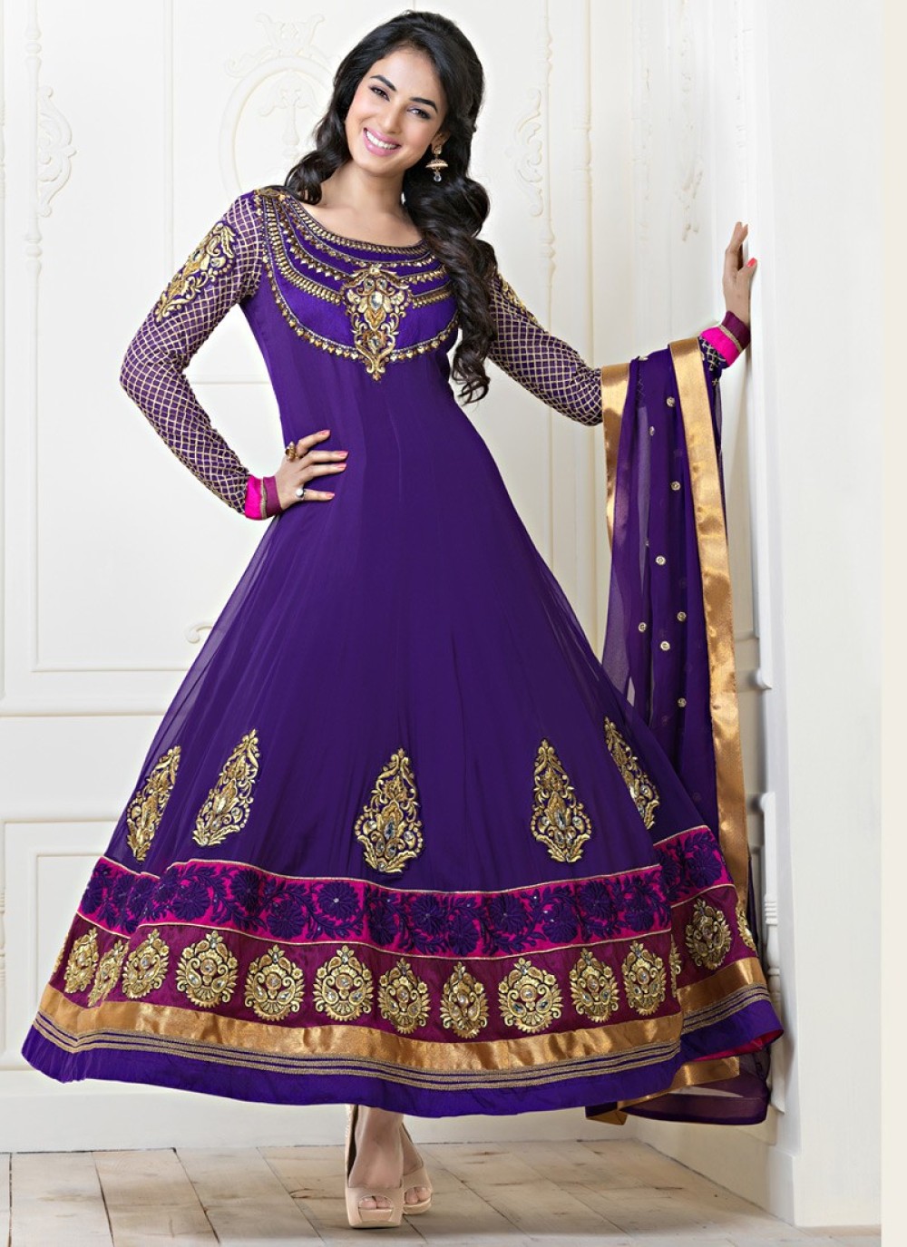 Purple Faux Georgette Salwar Kameez