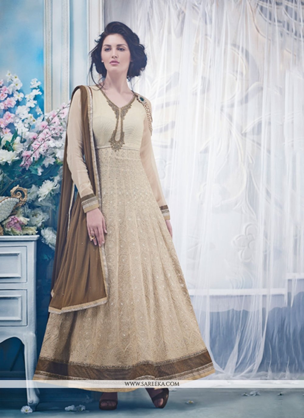chiffon anarkali suits