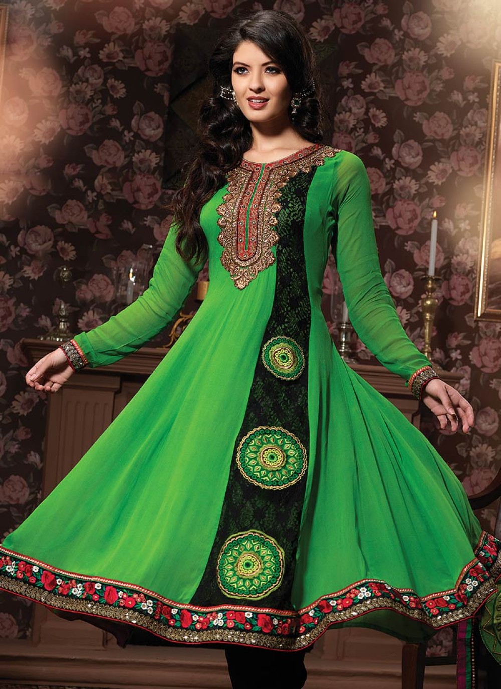 Tranquil Green Georgette Churidar Suit