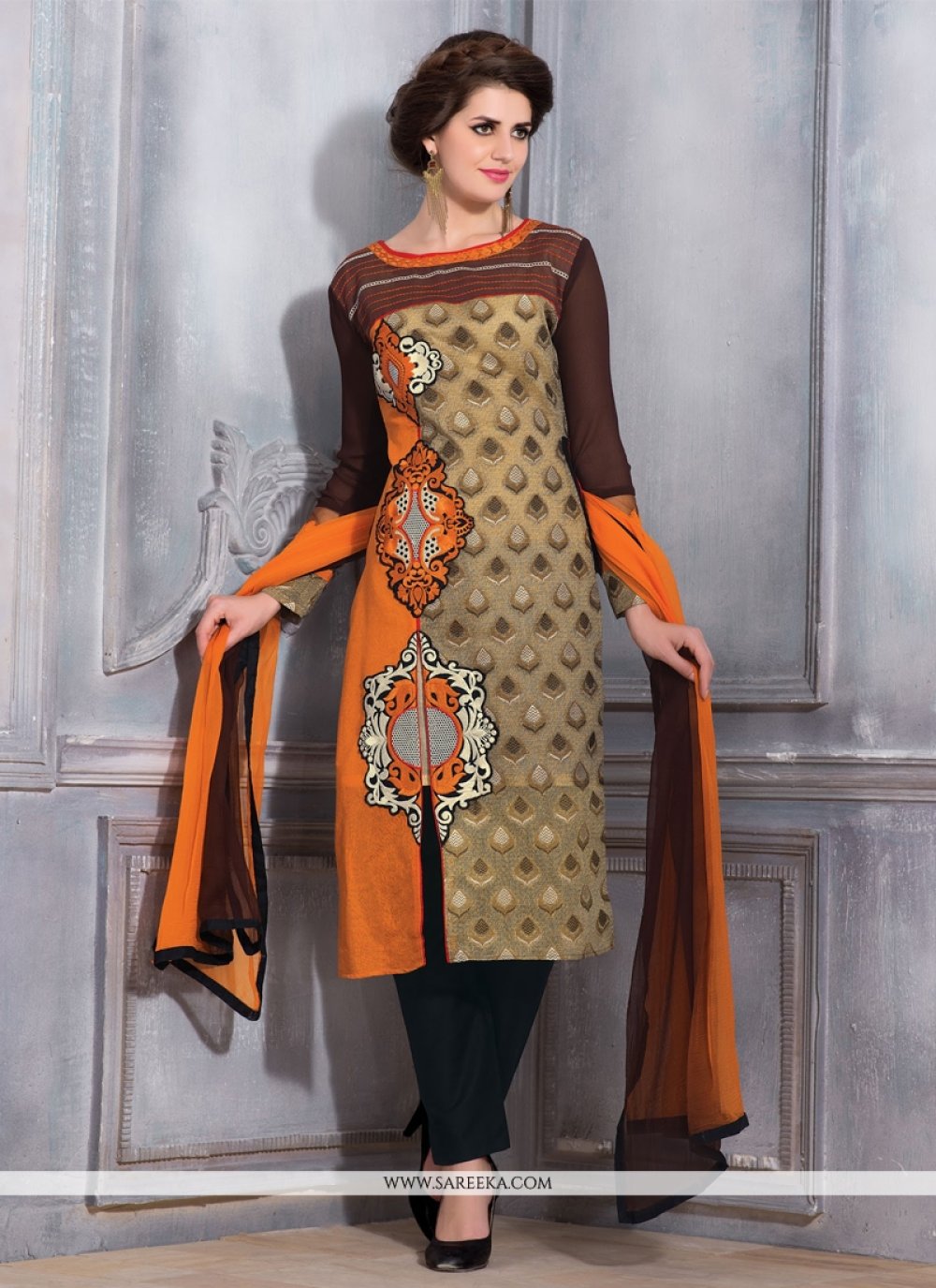 Black and outlet orange churidar