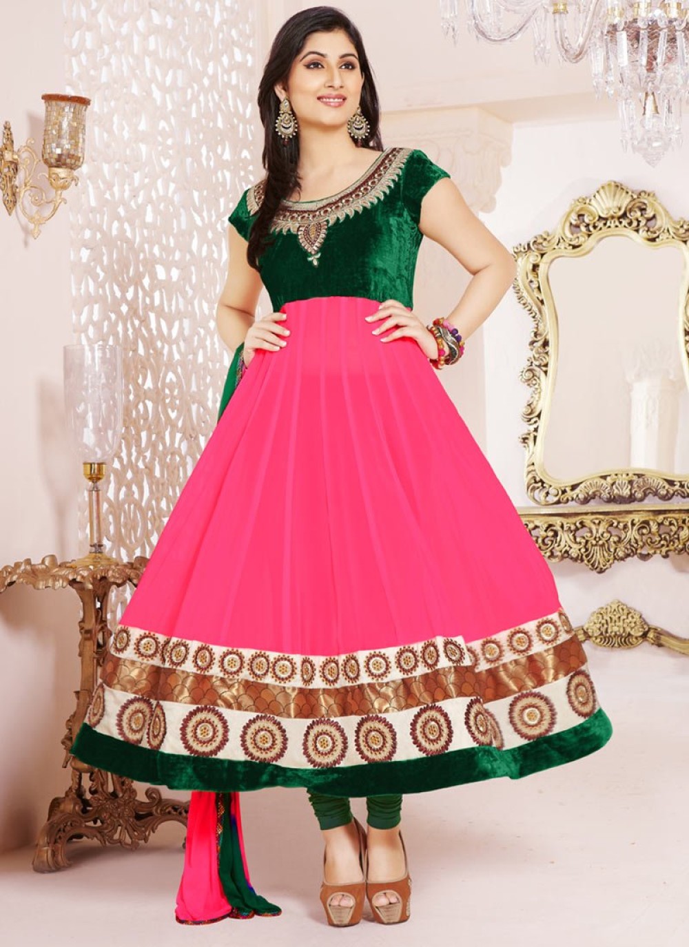 Pink Embroidery Georgette Anarkali Suit