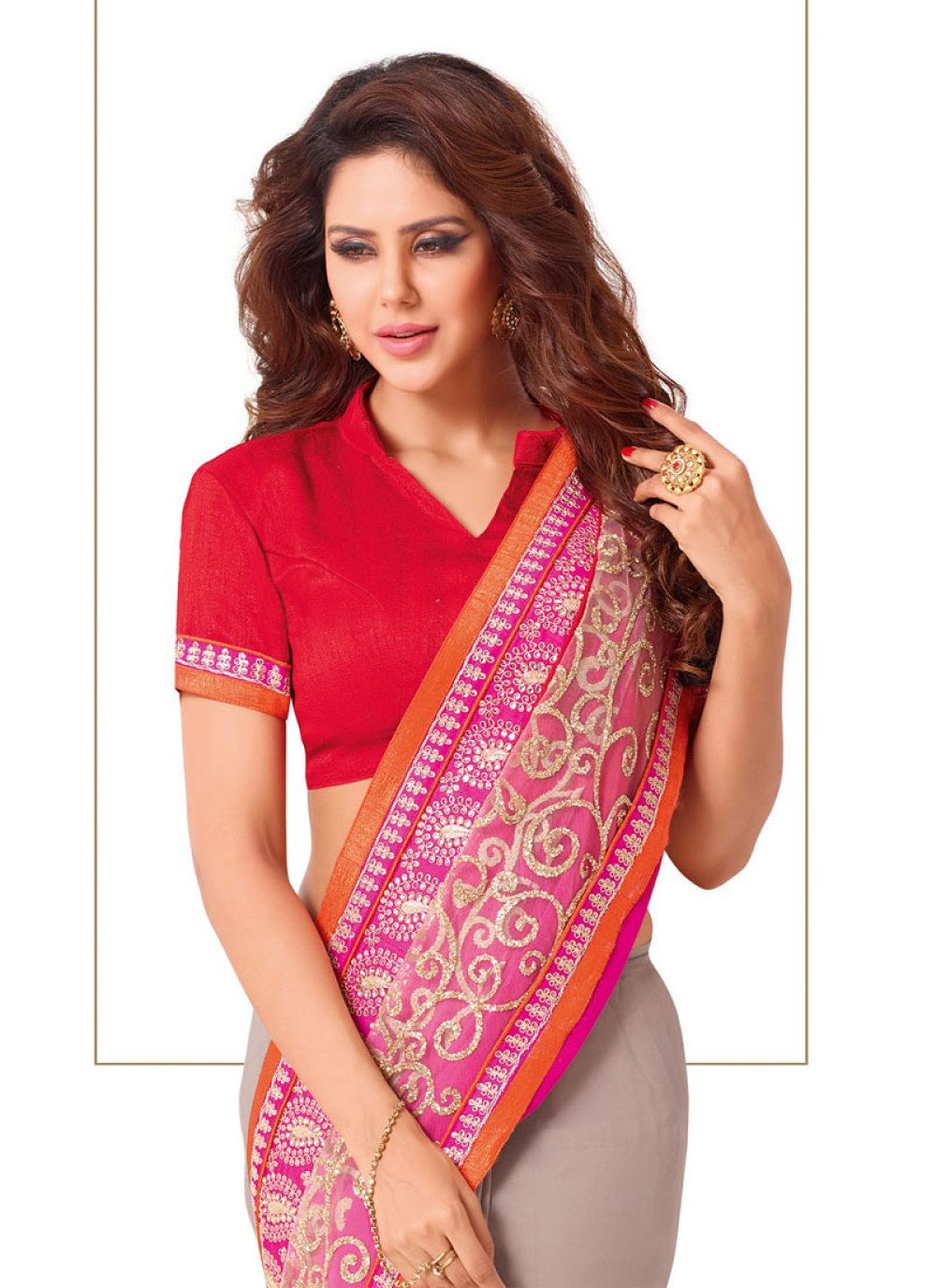 Georgette Embroidered Work Designer Saree 3003