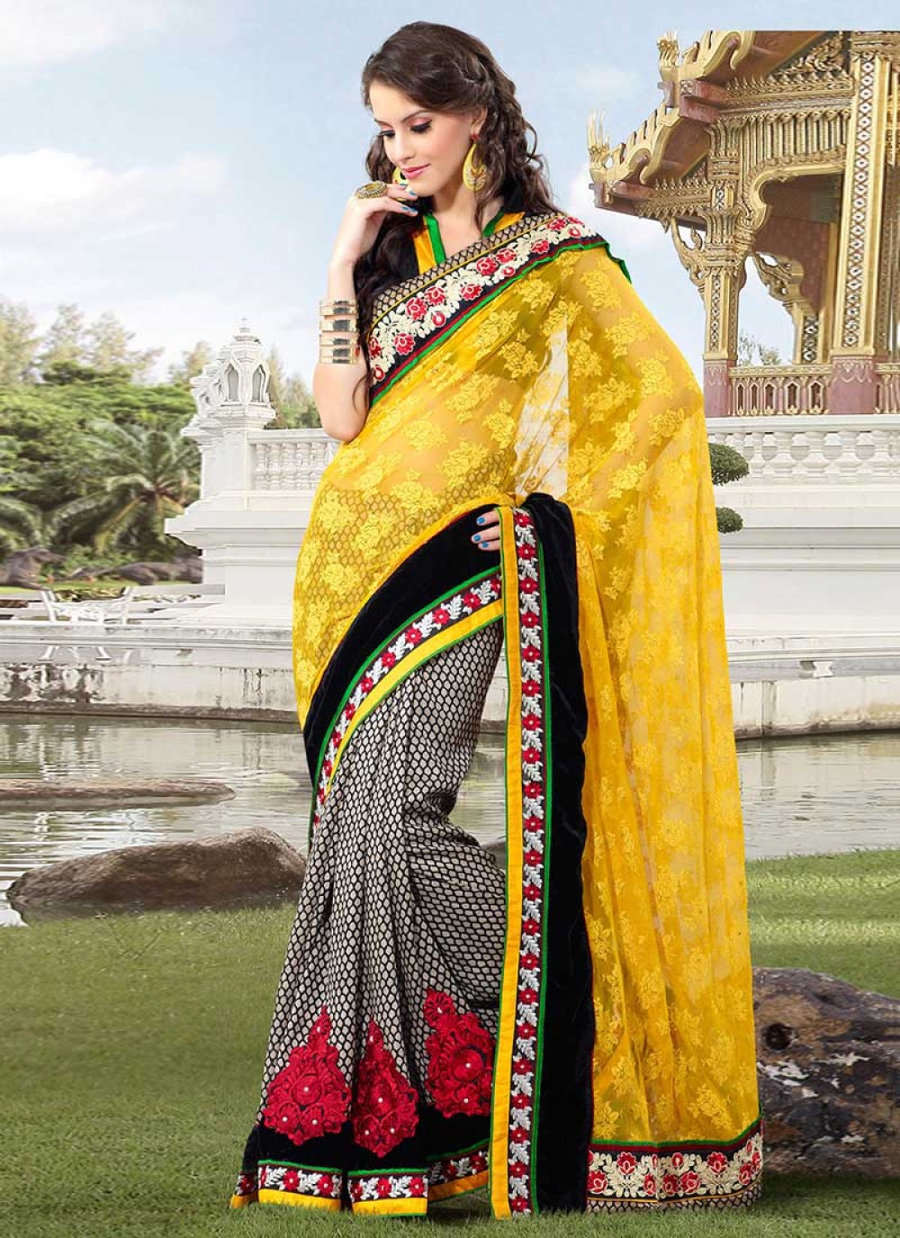 Redolent Peacock Border, Woven, Applique Cotton Silk Saree Hot New Release Half  Sarees Offer Saree Under 499 Combo Art Silk 2023 Mirror Work Marriage Wear  Bollywood Bhagalpuri Wedding Saree (Black) : Amazon.in: