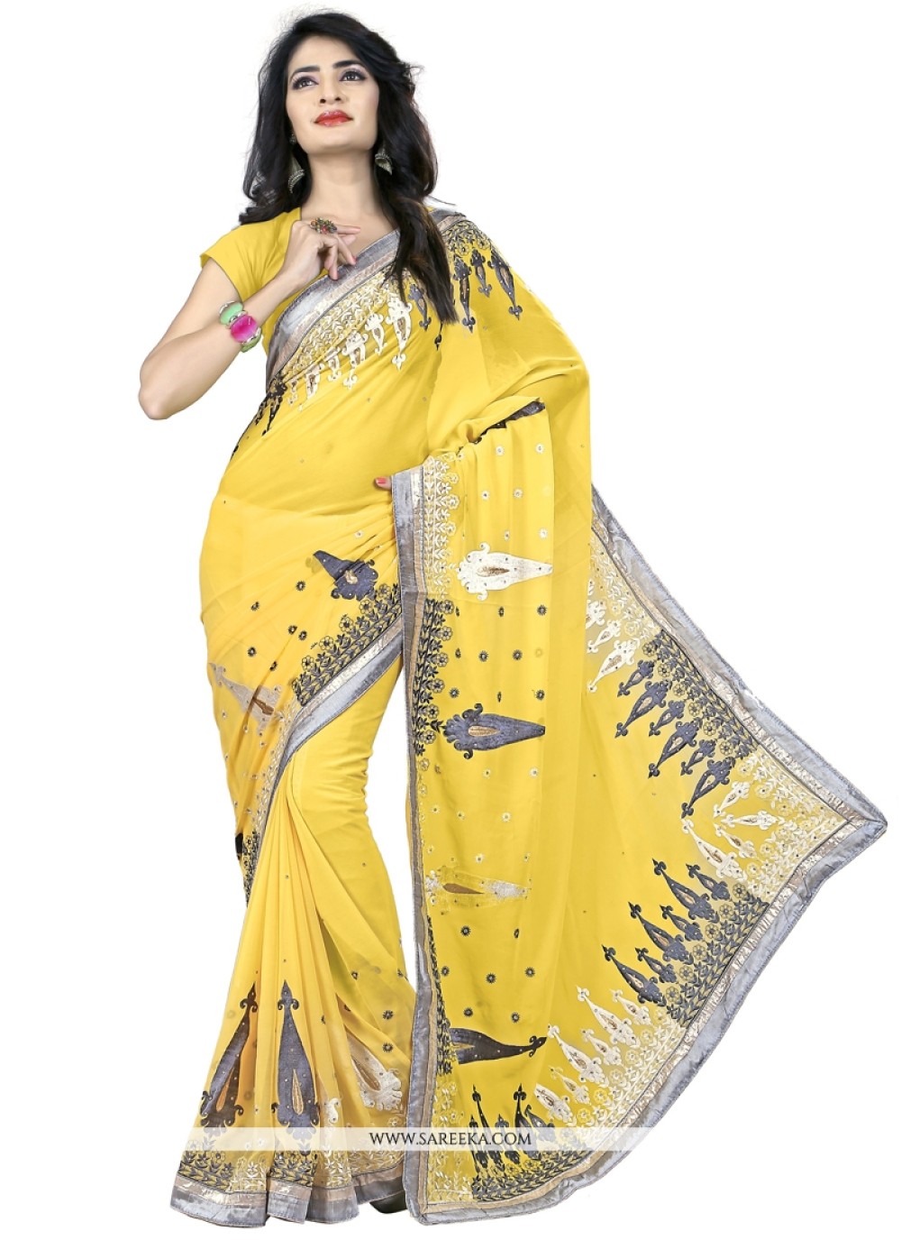 Weight Less Yellow Designer Saree Weight Less Yellow Designer Saree