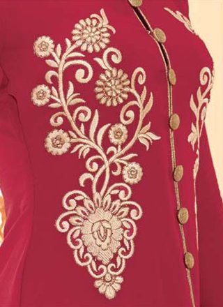 Magenta Embroidered Work Georgette Designer Salwar Suit