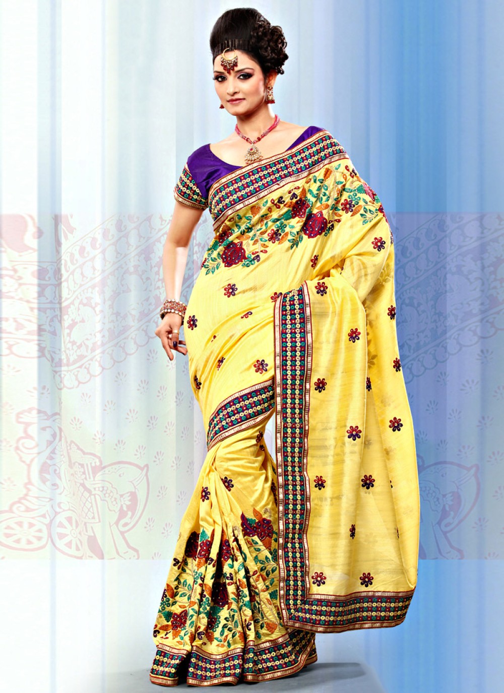 Yellow Art Bhagalpuri Silk Saree