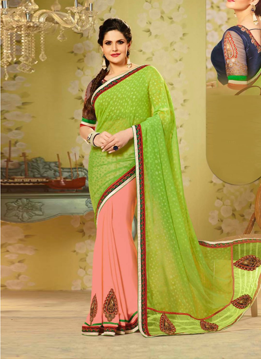 Buy HALFSAREE STUDIO Banarasi silk Zari Woven Lehenga for Women  16112-Pista-B.Green at Amazon.in