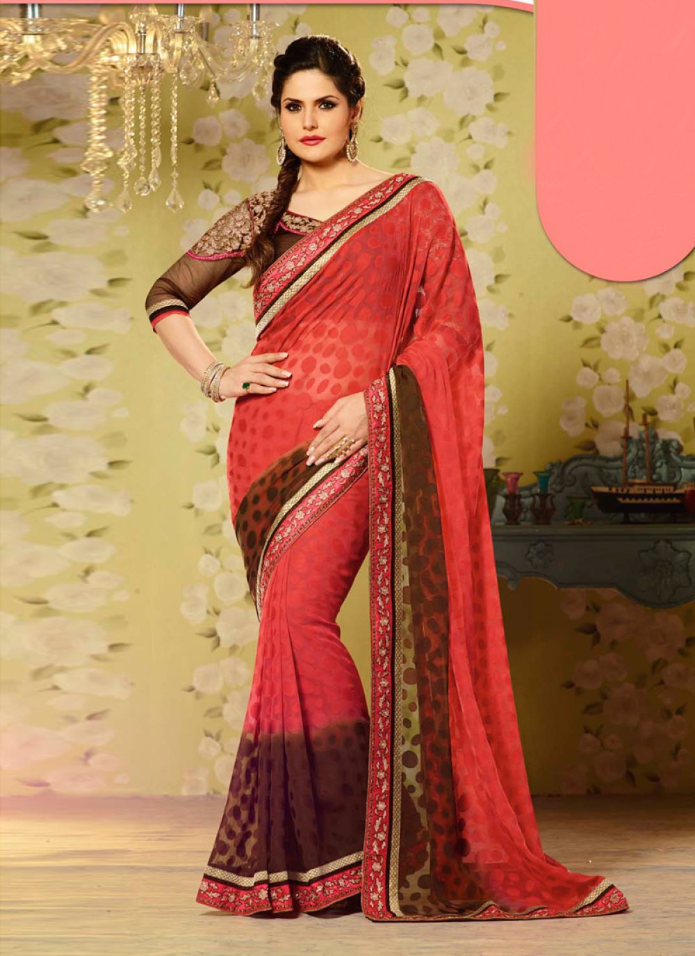 Laxmipati Priyatama 7576 Red Chiffon Saree – Sanskar Sarees