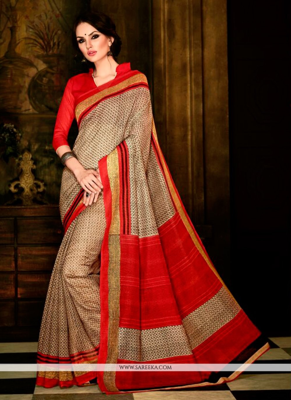 Print Work Handloom silk Casual Saree