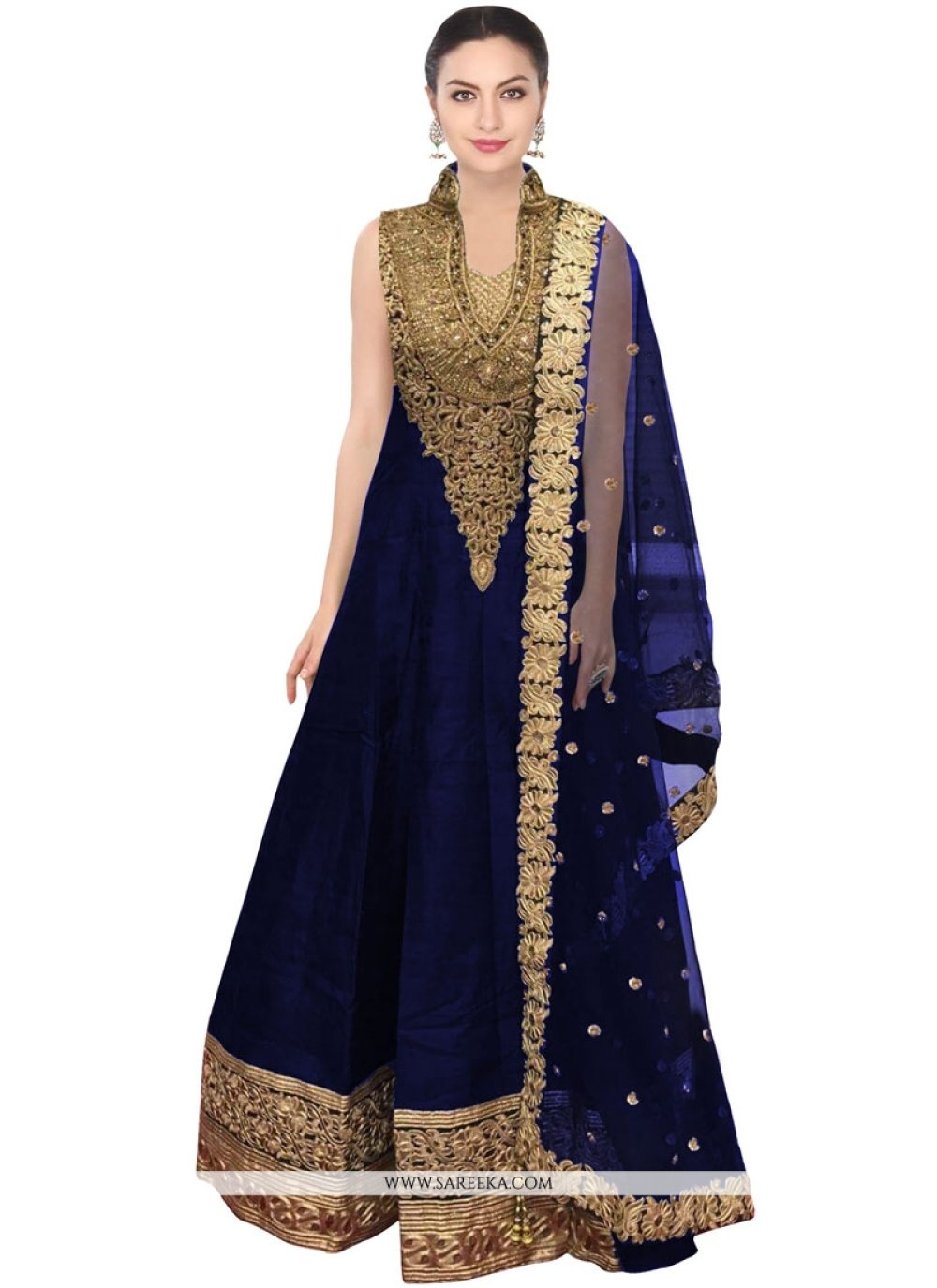 navy blue and white salwar suit