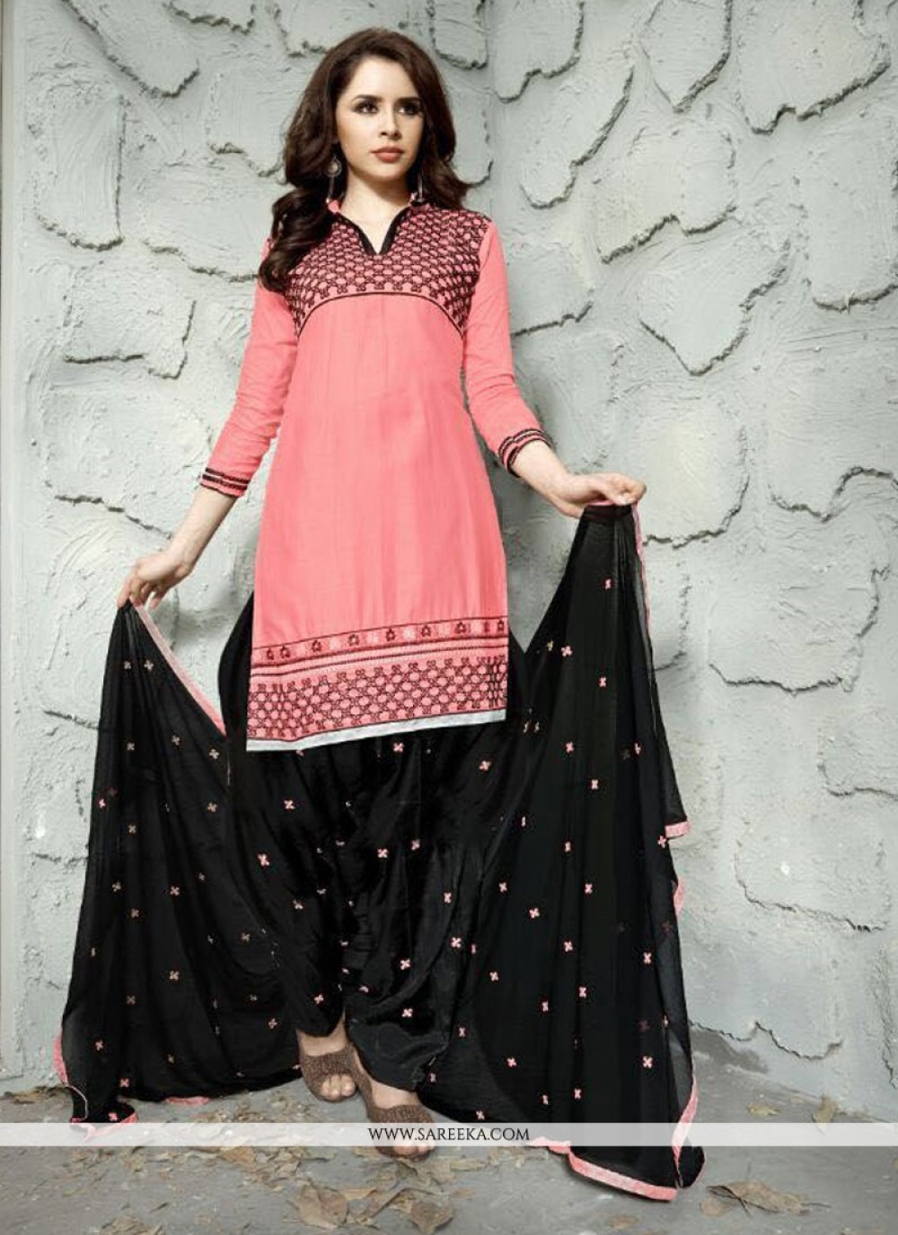 Resham Work Cotton   Trendy Punjabi Churidar Suit