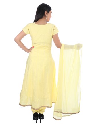 Yellow Cotton   Churidar Designer Suit
