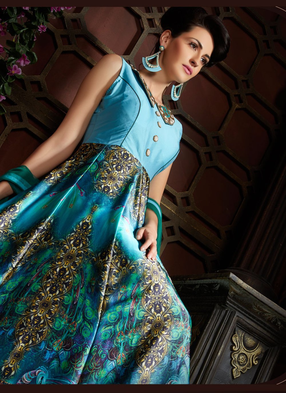 blue designer gown