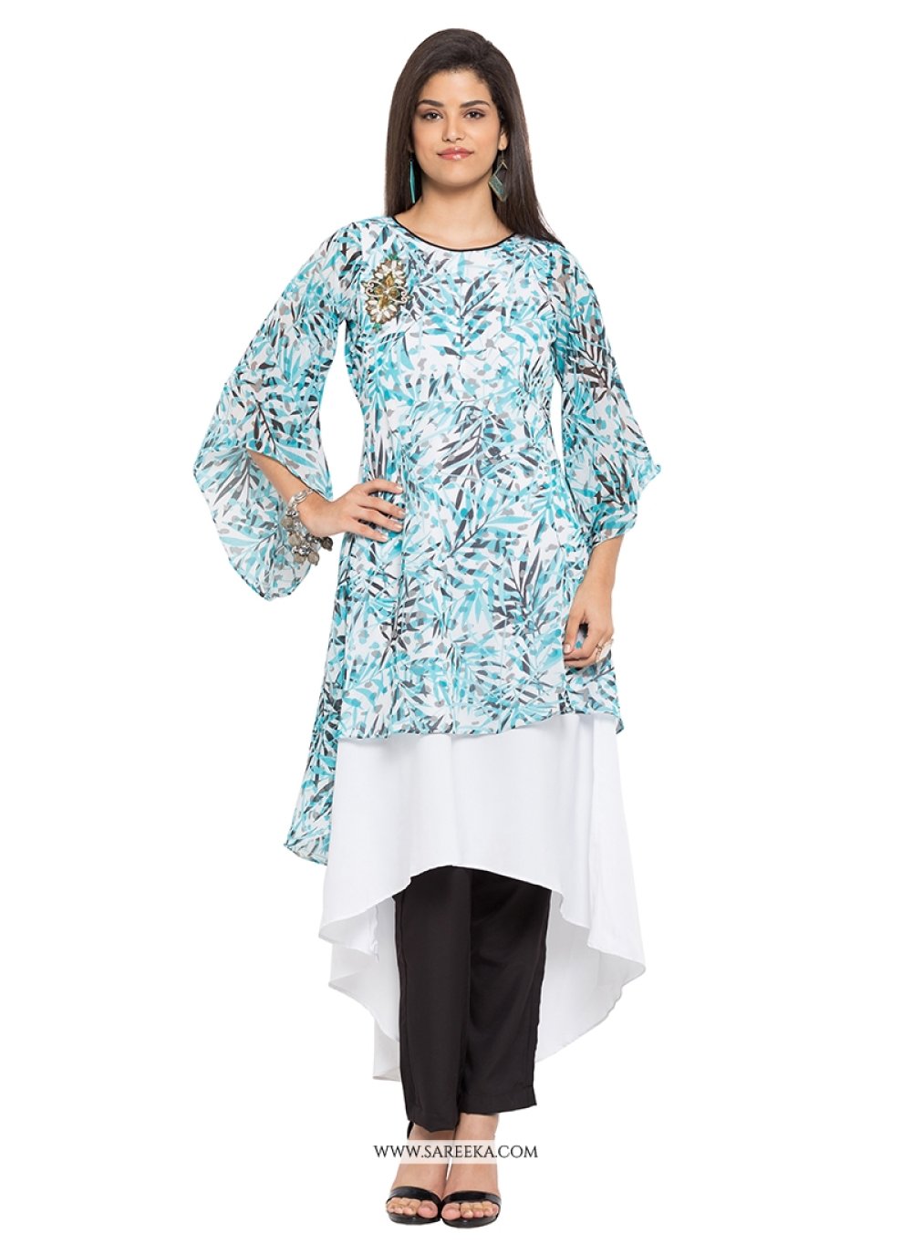 white party wear dupatta