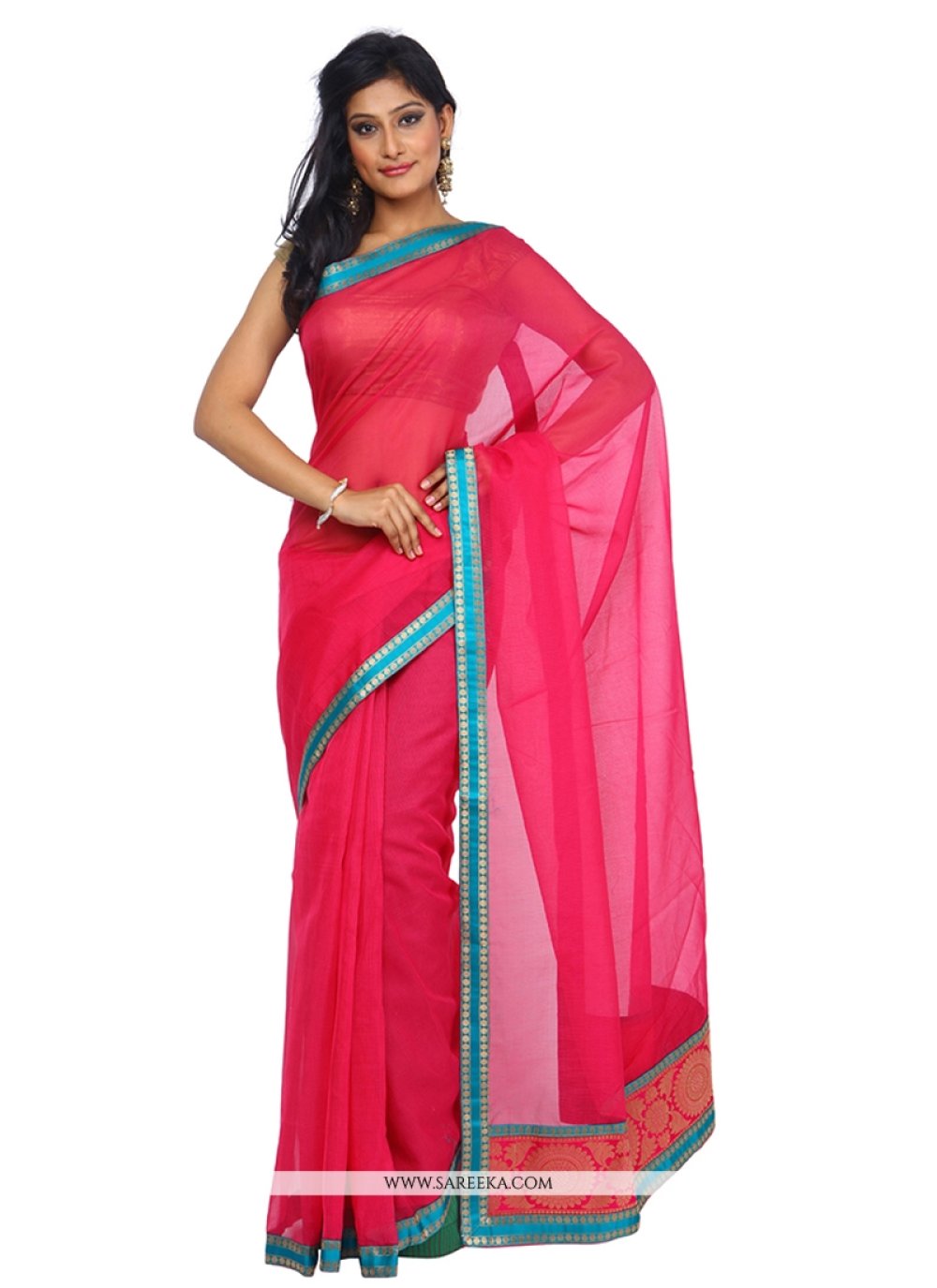 Buy Hot Pink Weaving Work Art Silk Classic Saree Online Singapore