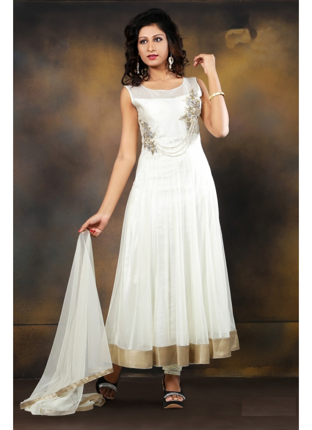 white anarkali salwar