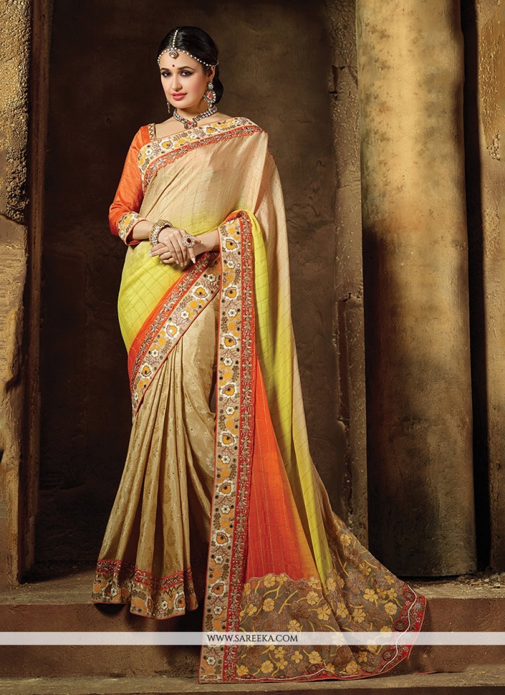 Buy Floral Printed Pure Chiffon Saree Online In India | Me99