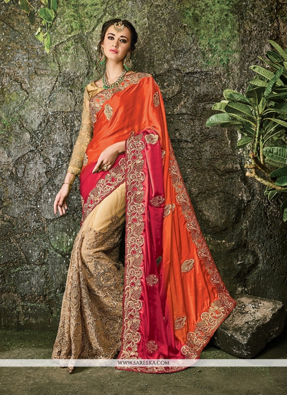 Buy Gratifying Sea Green Patch Border Work Designer Bridal Sarees Online :  Indian Ethnic Wear