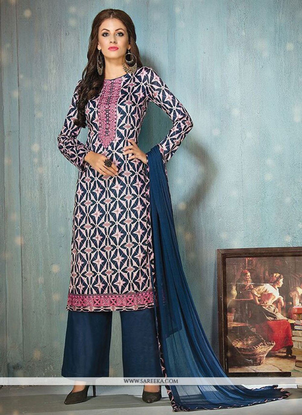 Regal Cotton Print Work Designer Palazzo Salwar Suit, Printed Suit Designs