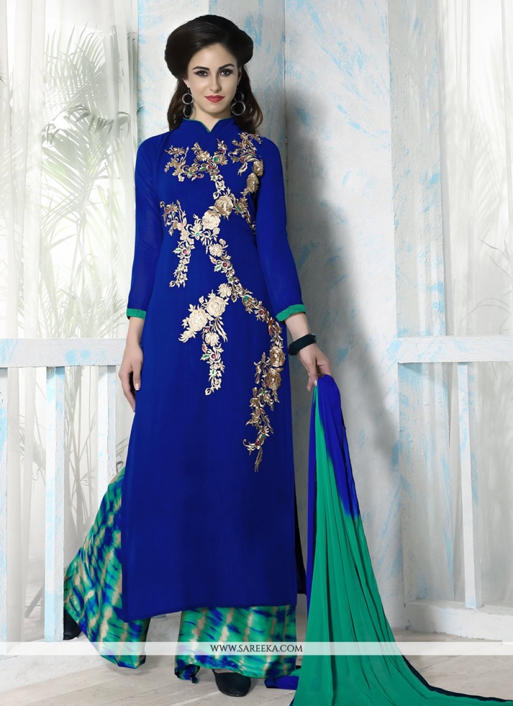 Sareeka Palazzo Salwar Kameez Online Buy Embroidered Work Designer