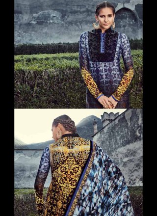 Multi Colour Digital Print Work Designer Straight Salwar Suit
