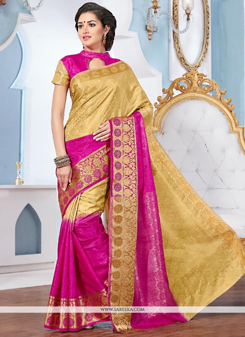 Buy Jacquard Patch Border Work Designer Saree Online South Africa 