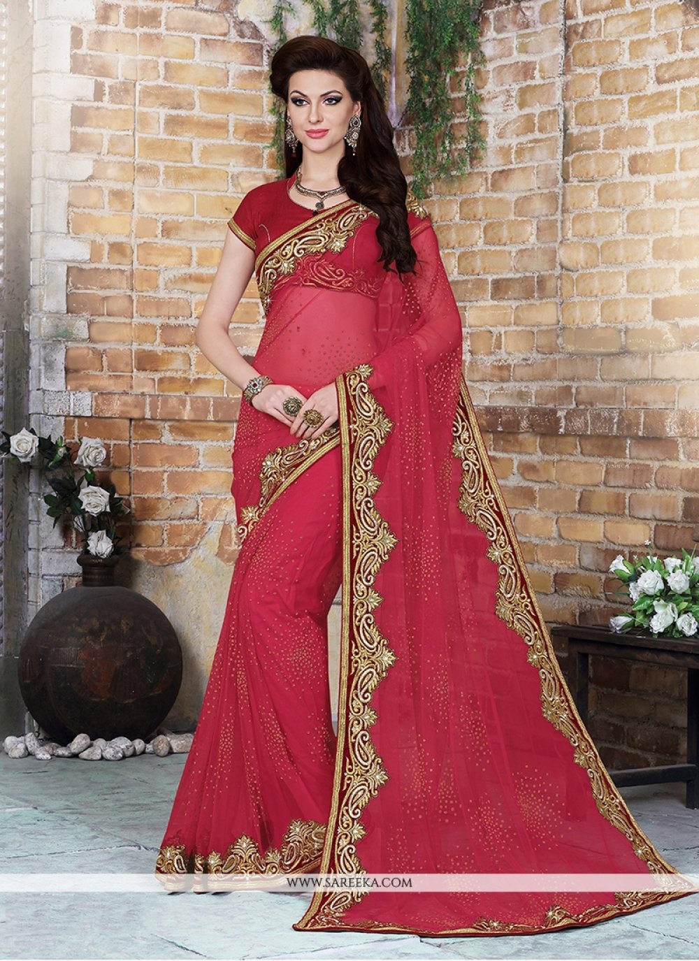 Embroidered Work Net Designer Saree