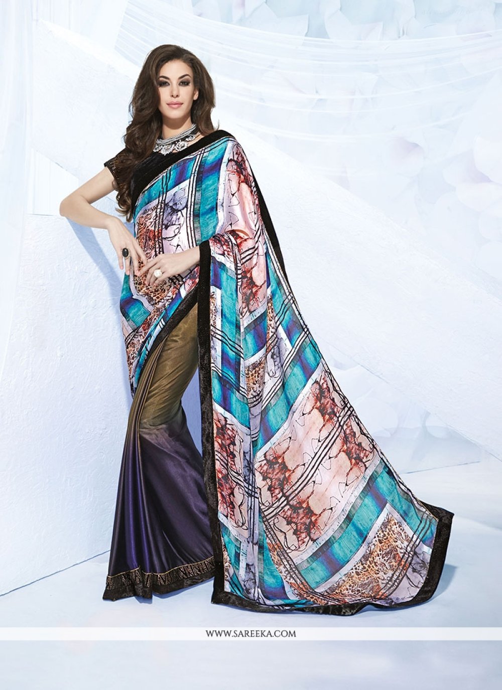 Jacquard Print Work Designer Saree