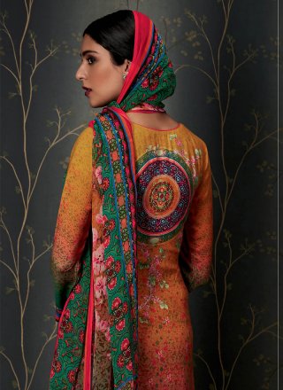 Pashmina Print Work Designer Straight Salwar Suit