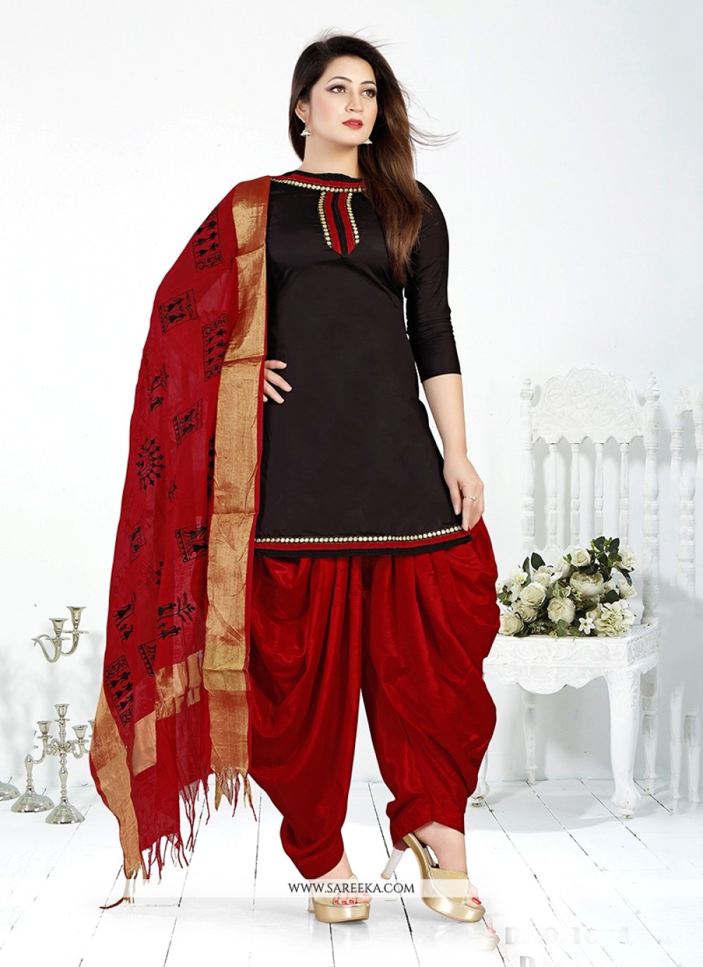 Cotton Lace Work Designer Patiala Salwar Kameez -