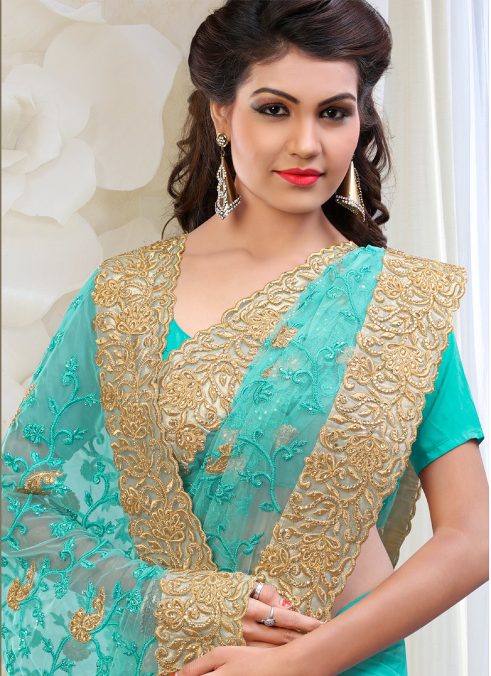 net saree embroidered