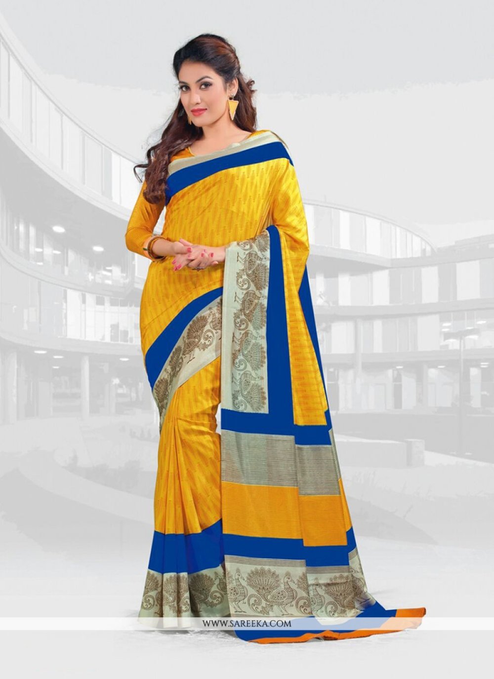 magnetic malbari silk print work casual saree 37653