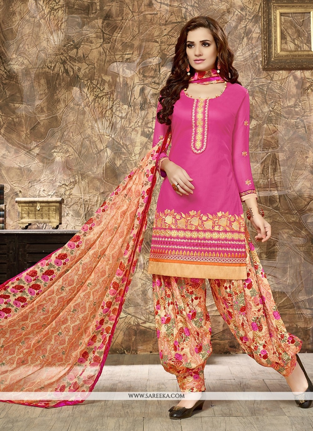 Buy Cotton Embroidered Work Punjabi Suit Online : Malaysia -