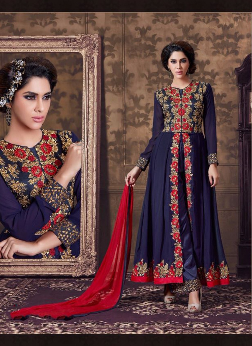 georgette suit neck design