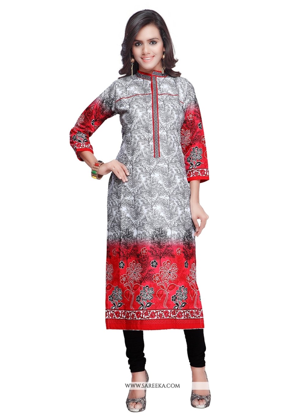 red kurti neck design
