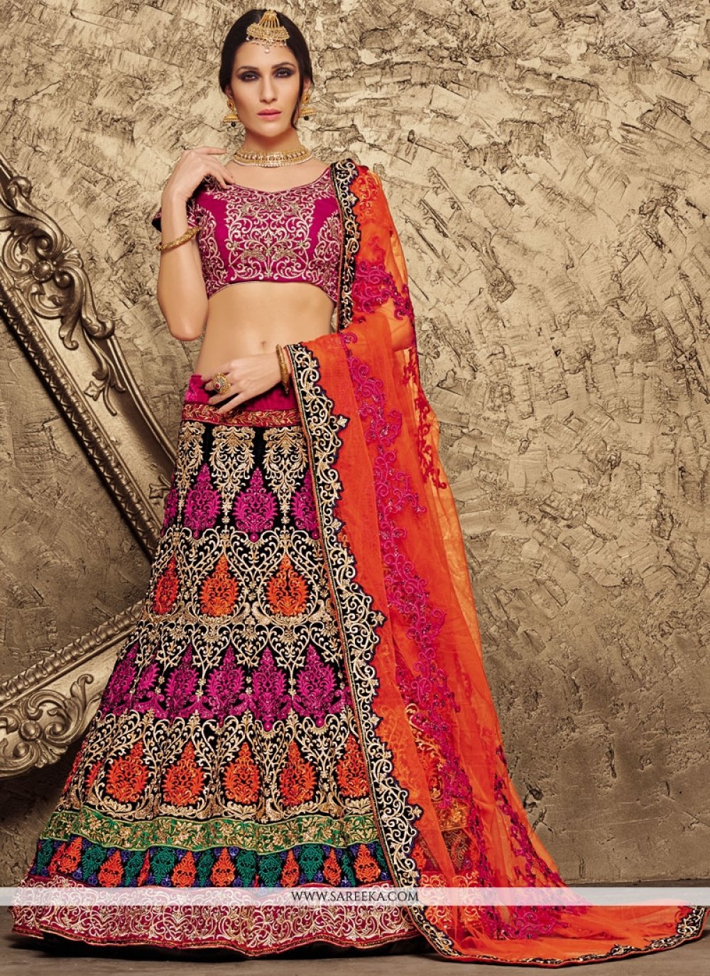 Buy Red Organza Hand Embroidered Kasab Mughal Zardozi Bridal Lehenga Set  For Women by Talking Threads Online at Aza Fashions.