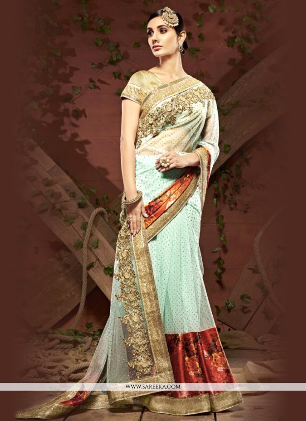 Net Patch Border Work Designer Saree