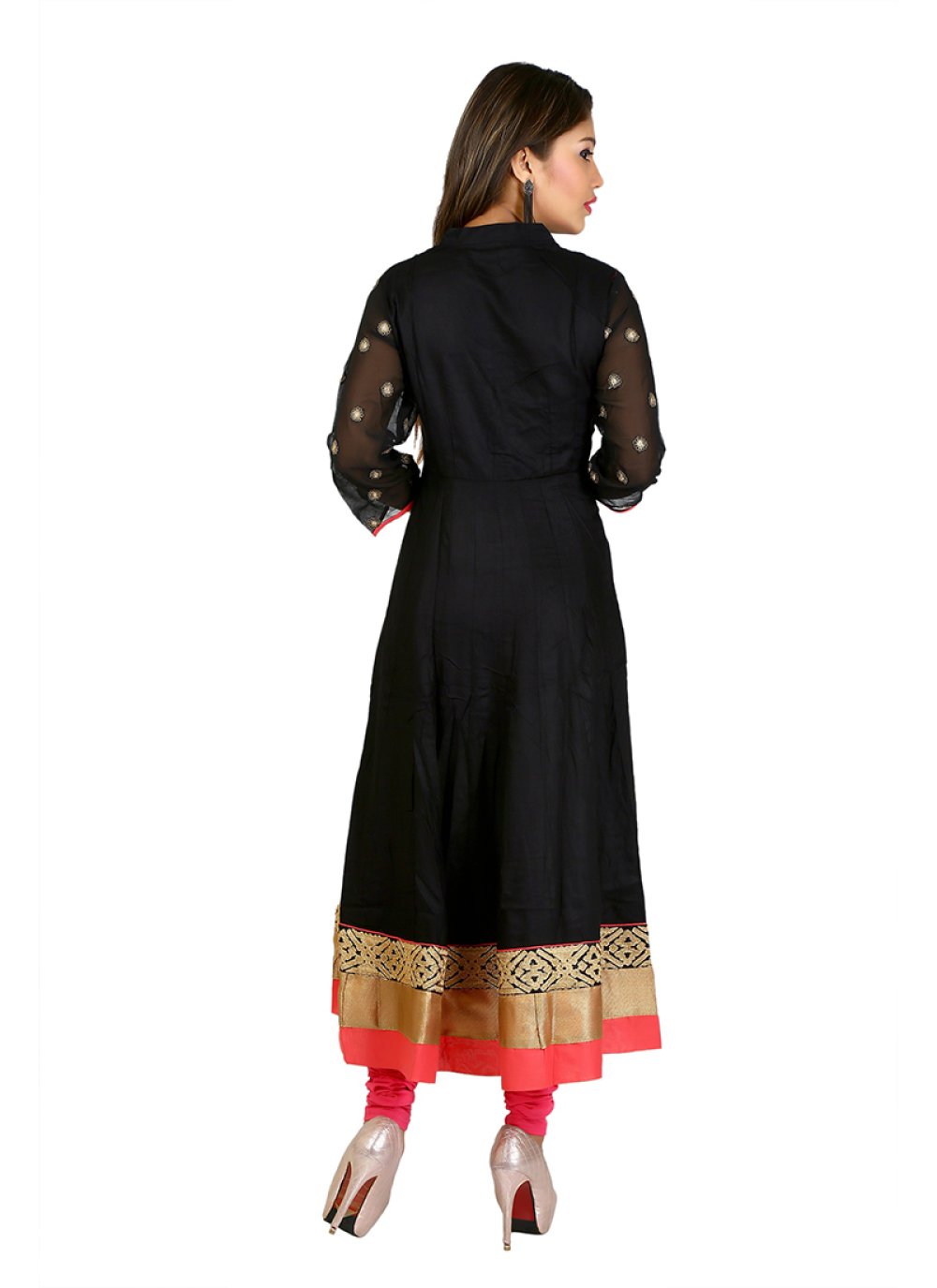 Black Lace Work Silk Party Wear Kurti