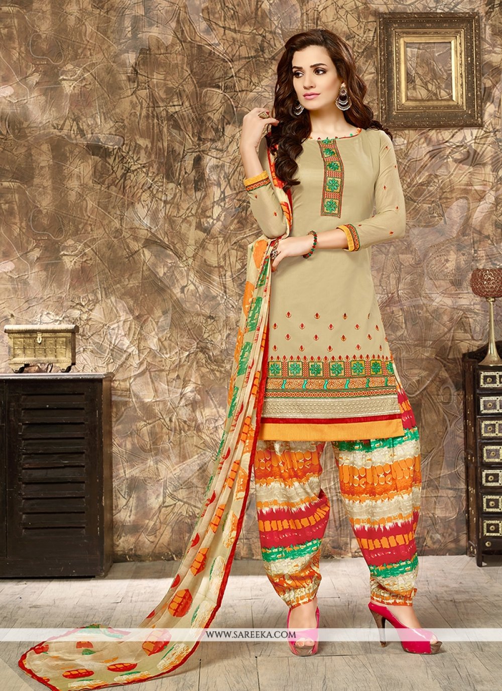 Cotton   Resham Work Punjabi Suit