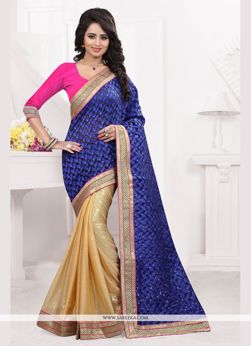 Jacquard Patch Border Work Designer Saree