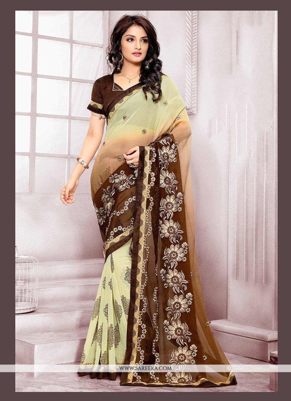 georgette saree frock design