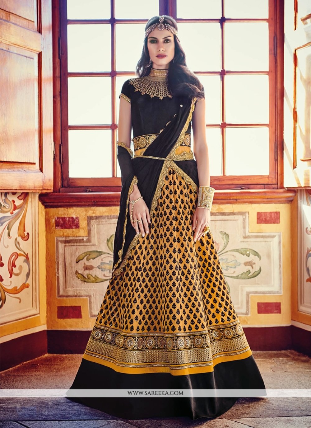 Black Embroidered Work A Line Lehenga Choli