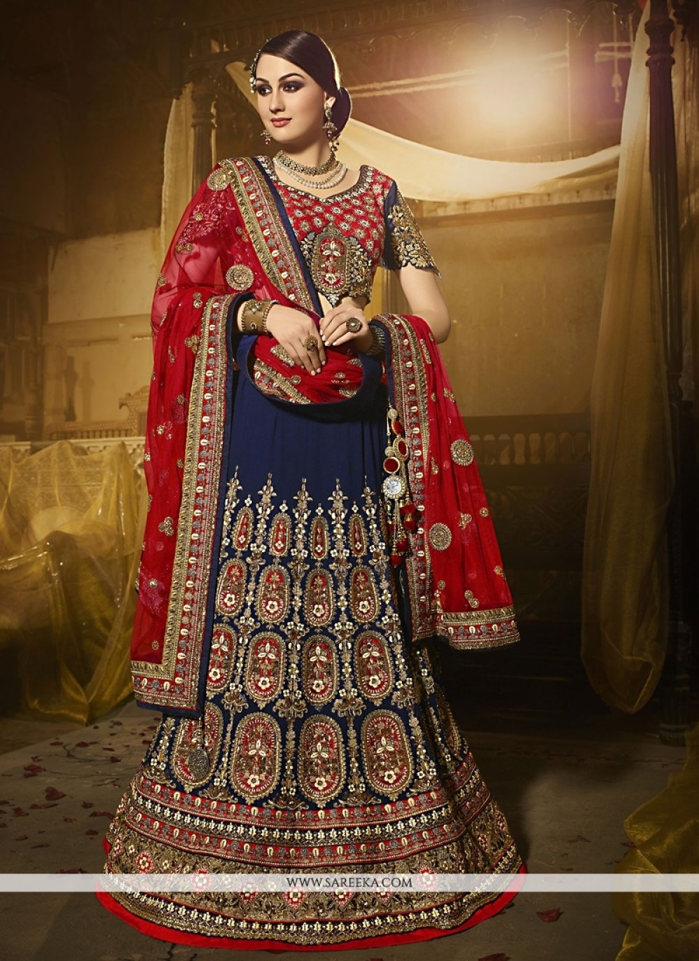 navy blue choli designs