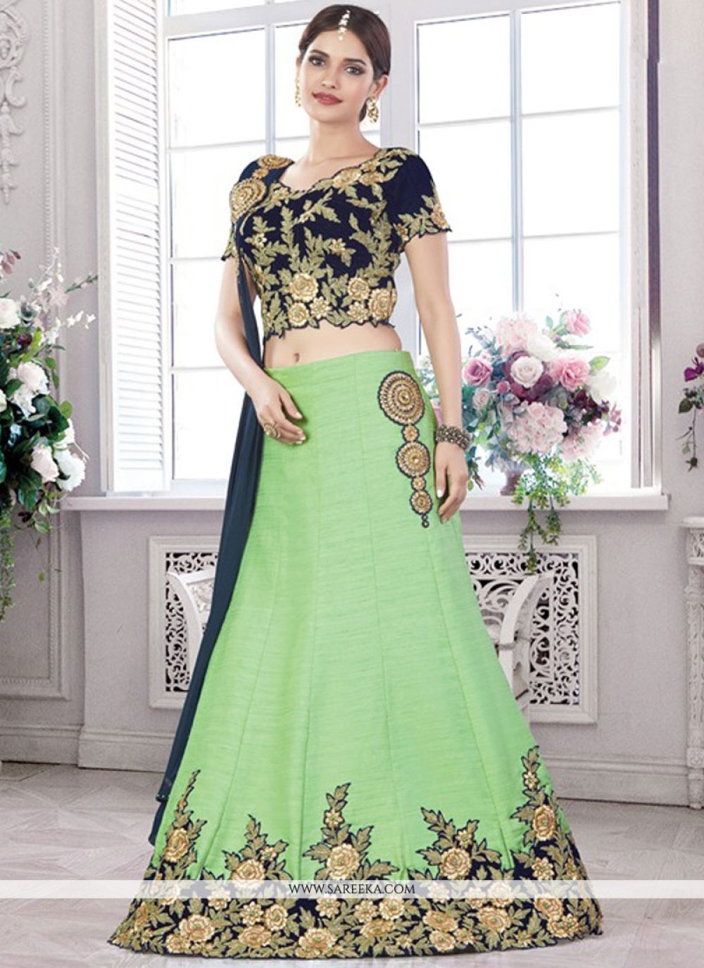lehenga in sea green colour
