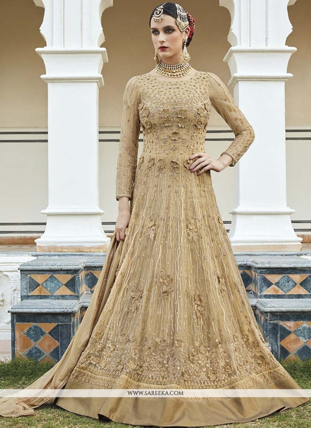 Atasi Designer stilvolle Net Lace Party Flared indischen Anarkali Salwar Suit