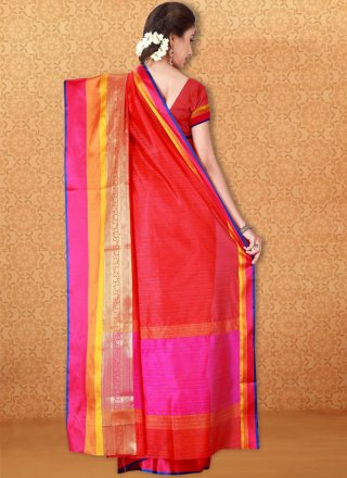 Banarasi Silk Red woven Work Traditional  Saree
