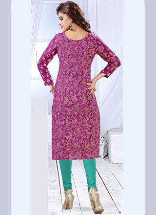 Embroidered Work Cotton   Churidar Suit