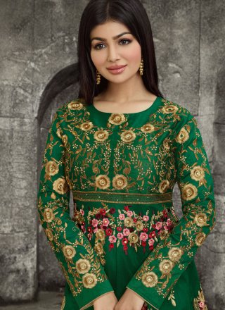 Ayesha Takia Green Patch Border Work Floor Length Anarkali Suit