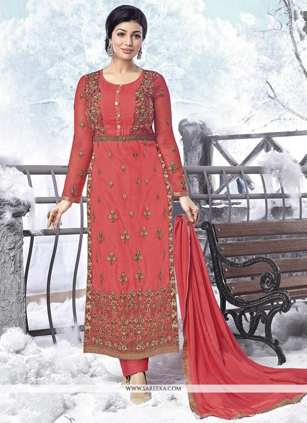 Buy Ayesha Takia Rose Pink Embroidered Work Designer Straight